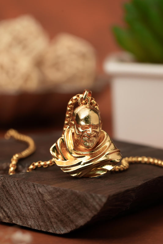 Sterling Gold Plated Neem Karoli Baba Pendant for Men